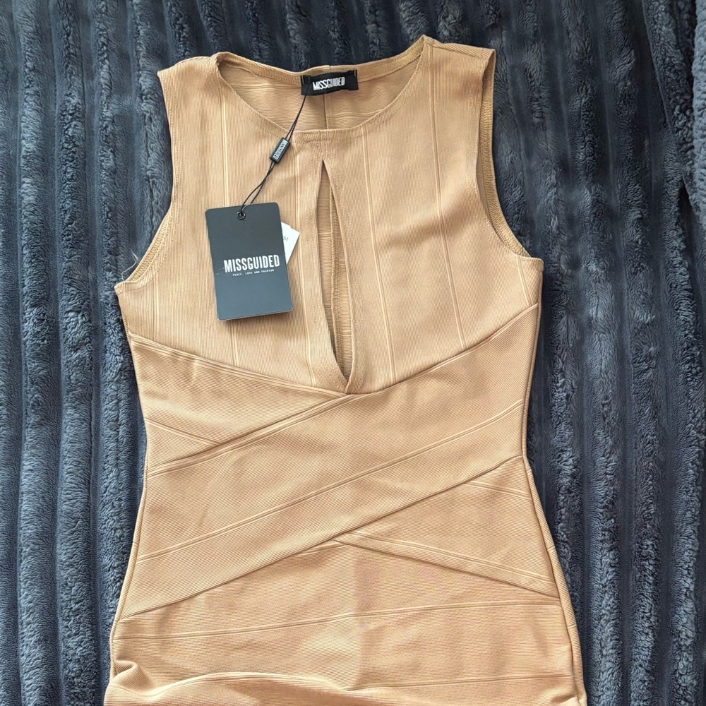 Missguided Camel Backless Dress